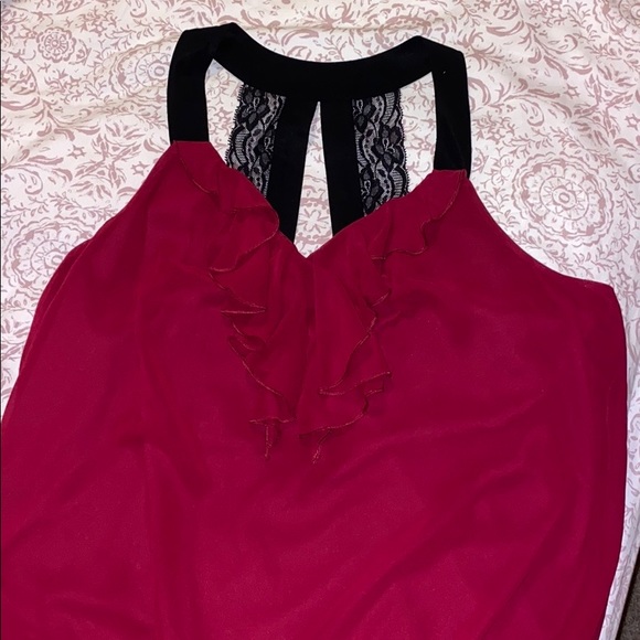 Maurices Tops - Lace Racerback Magenta Tank w/ Ruching Maurices Tops - Lace Racerback Magenta Tank w/ Ruching